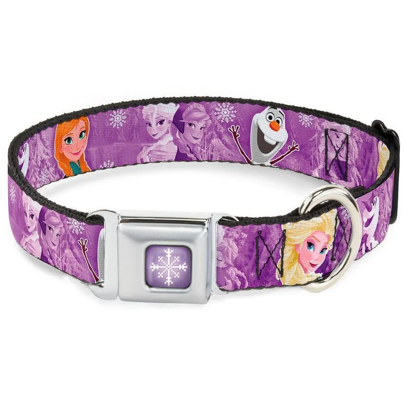 Buckle-Down Frozen Snowflake Poses Purple - Collar/Leash