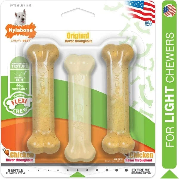 Nylabone FlexiChew Triple Pack Chicken & Original Flavored Dog Chew Toy