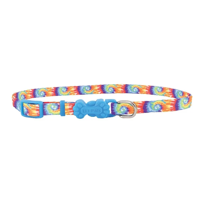 Lil Pals Adjustable Patterned Collar - Bright Tie Dye 3/8in x 8-12in