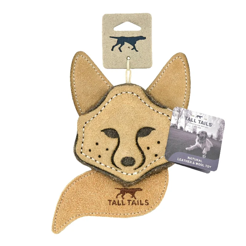 Natural Leather & Wool Fox Toy, 4in