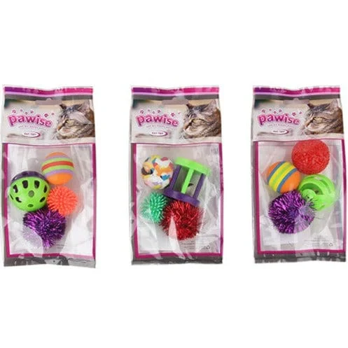 Pawise 4 Pack Assorted Balls Cat Toy