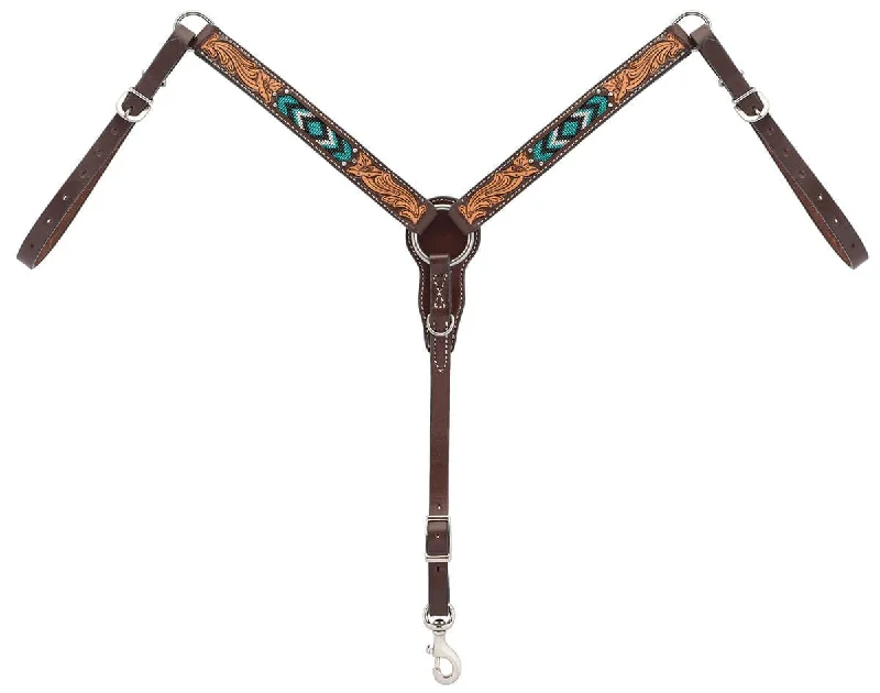 Turquoise Cross Two Toned Pony Breast Collar