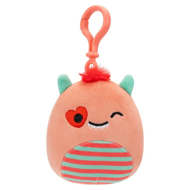 - Plush pet toy selectionValentine Squishmallow Willett the Peach Monster with Striped Belly and Heart Eye 3.5" Clip Stuffed Plush by Kelly Toy