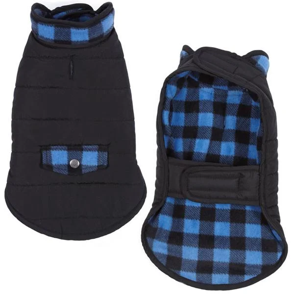 Blue Fleece Reversible Dog Coat